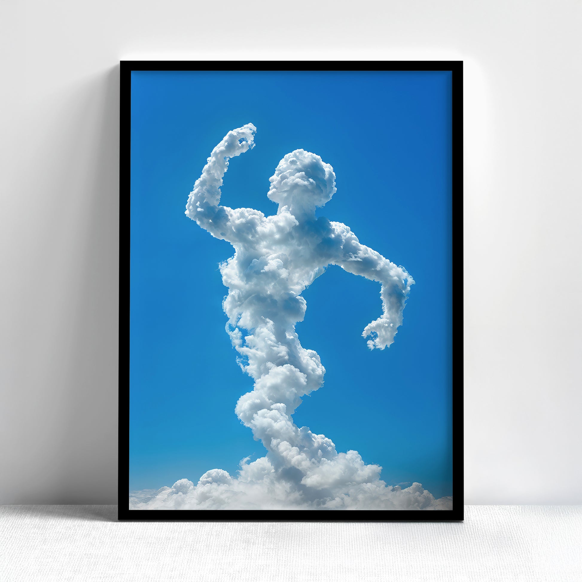 stretching framed cloud art black frame